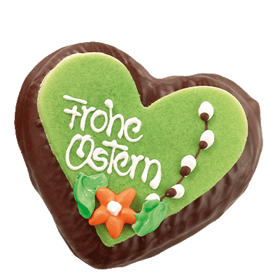 Chocolate Easter Lebkuchen Heart Green